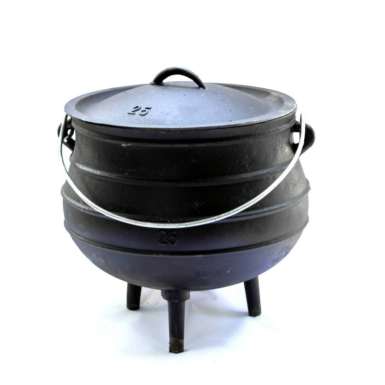 Lehman's Campfire Cooking Kettle Pot - Cast Iron Potje Dutch Oven with 3  Legs and Lid, 19.25 inch, 14.75 gallon