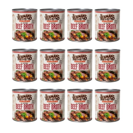 Lehman's Canned Beef Broth for Baking, Cooking and Pantry, All Natural Fully Cooked Stock, 27 oz Cans, Case of 12