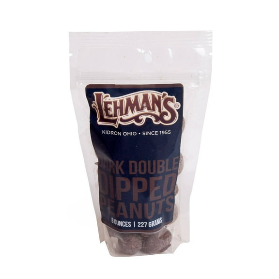 Lehman's Chocolate Covered Peanuts, Double Dipped Nuts in Dark Chocolate Candy, 8 oz Resealable Bag