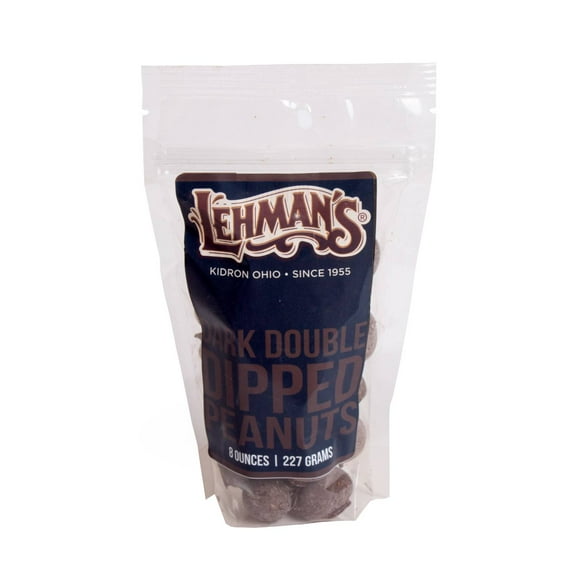 Lehman's Chocolate Covered Peanuts, Double Dipped Nuts in Dark Chocolate Candy, 8 oz Resealable Bag