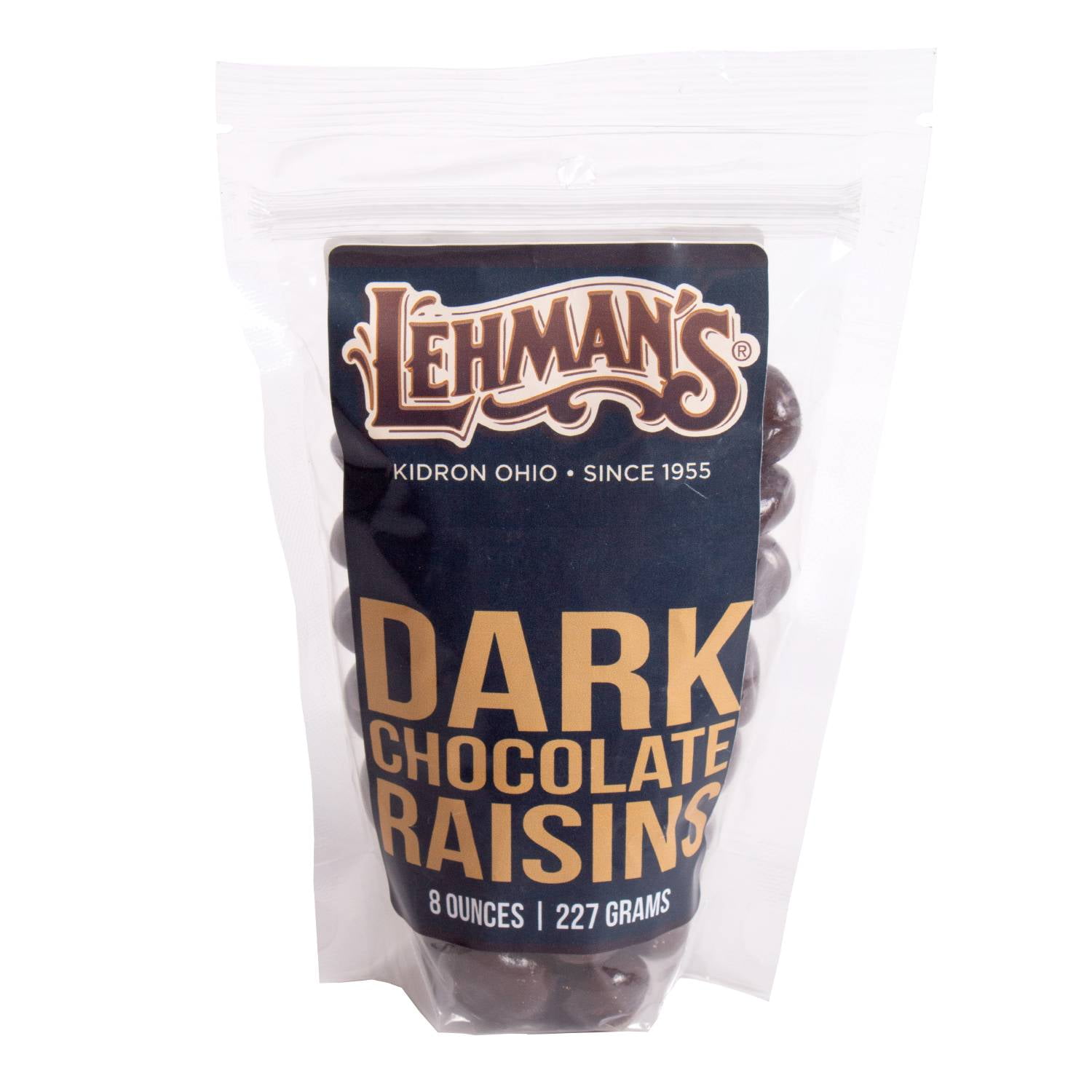 Lehman's Dark Chocolate Covered Raisins, Chocolate Shell, Candy Coated