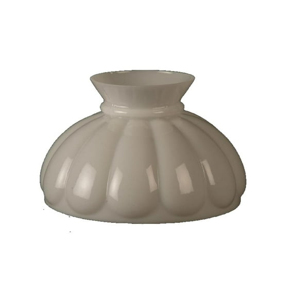 Lehman's Decorative Melon Style Glass Oil Lamp Shade 10" Fitter Opal White