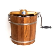 Lehmans Manual Ice Cream Maker - Make Your Own Homemade Ice Cream, Hand Crank with Stainless Steel Can and Oak Tub, 4 Quart Capacity