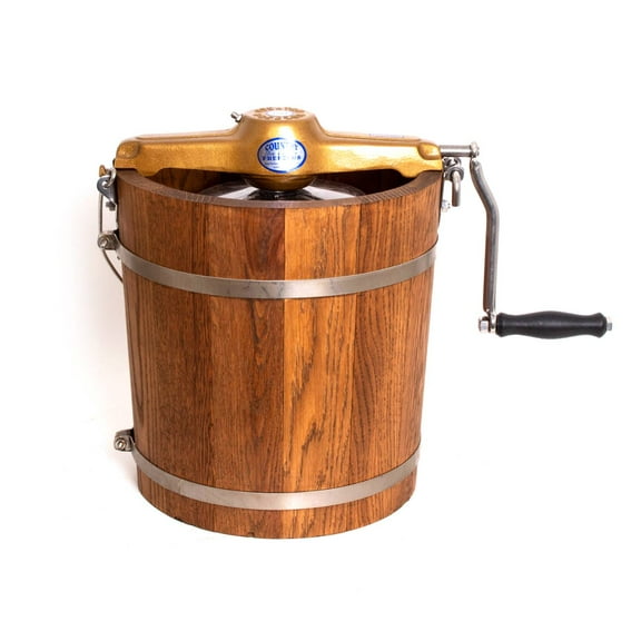 Lehman's Manual Ice Cream Maker - Make Your Own Homemade Ice Cream, Hand Crank with Stainless Steel Can and Oak Tub, 4 Quart Capacity