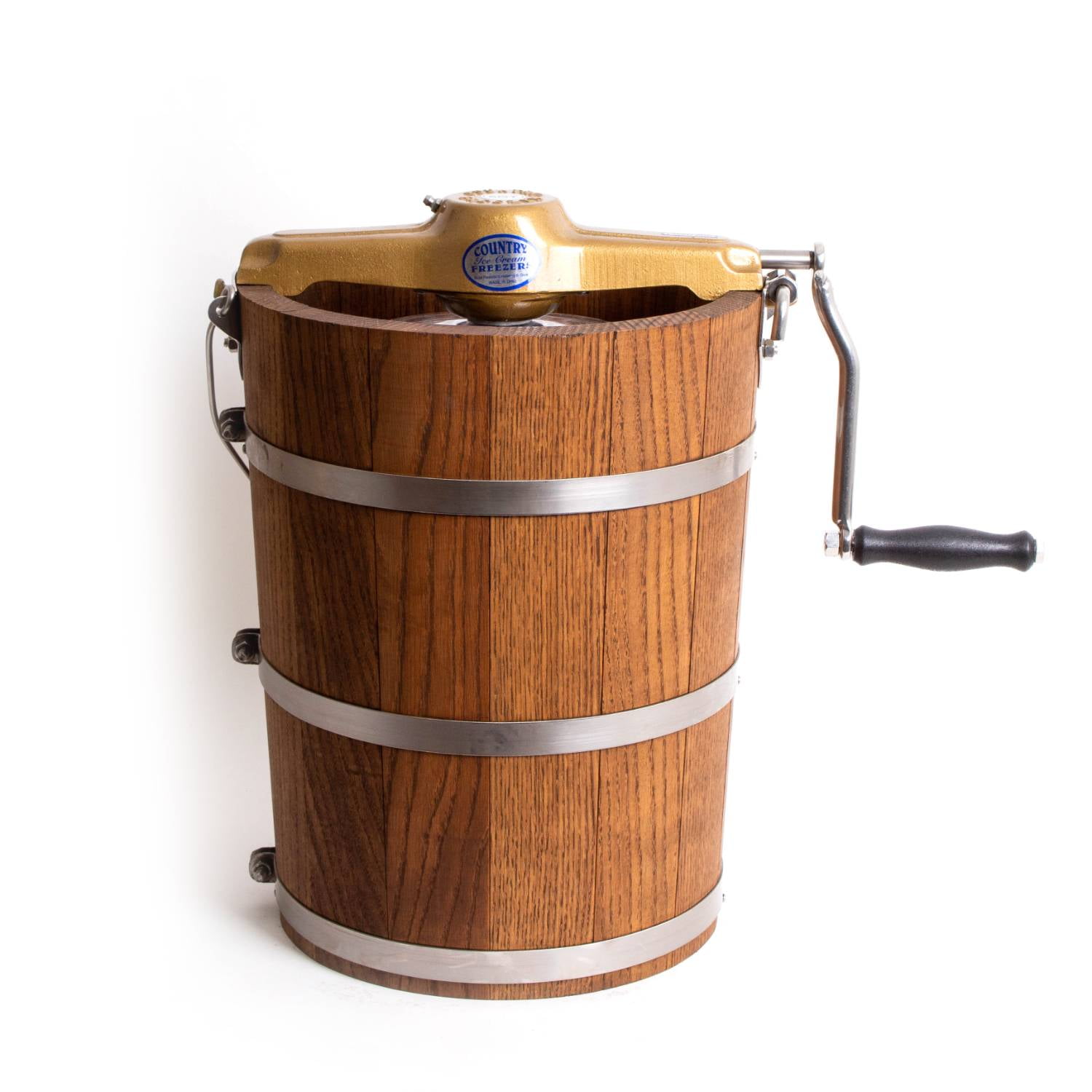 Lehman's Manual Ice Cream Maker - Make Your Own Homemade Ice Cream, Hand Crank with Stainless Steel Can and Oak Tub, 4 Quart Capacity