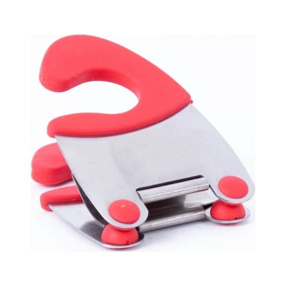 Lehman's Pot Clip Spoon Rest Clamp, Stainless Steel and Rubber Grip, Red