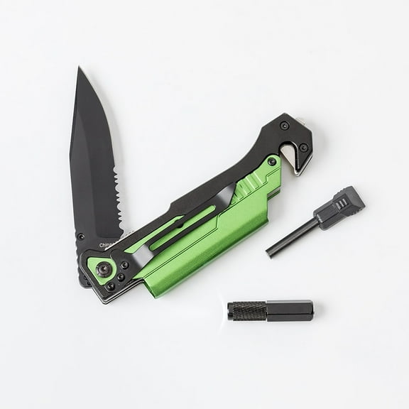 Lehman's Travel Survival Knife Serrated Flashlight Glass Breaker Firestarter