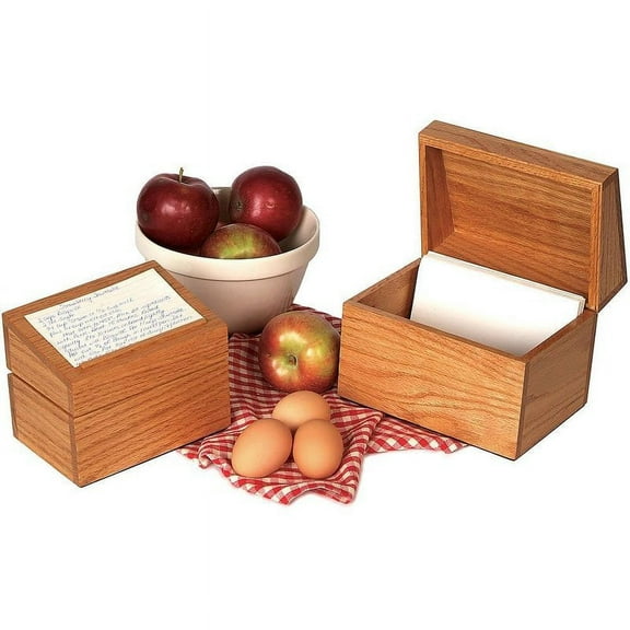 Lehman's Wooden Recipe Box Holds 300 4" x 6" Recipe Cards in Handcrafted Oak Wood Box