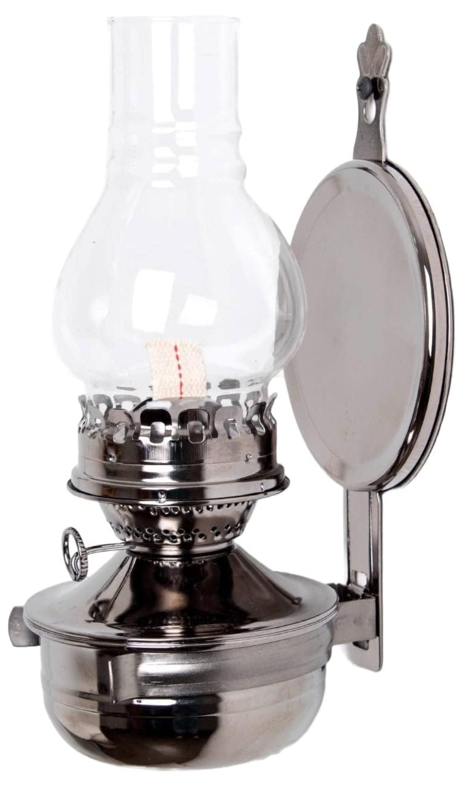 Lehman's Woodshed Wall Mount Oil Lamp, 20 Ounce Oil or Kerosene Fuel Lantern with Removable Reflector for Wall or Table, 3/4 Inch Wick, Indoor Use