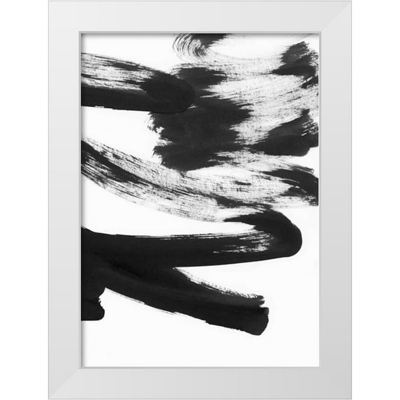 Lehnhardt, Iris 24x32 White Modern Wood Framed Museum Art Print Titled - Black and White Strokes 5
