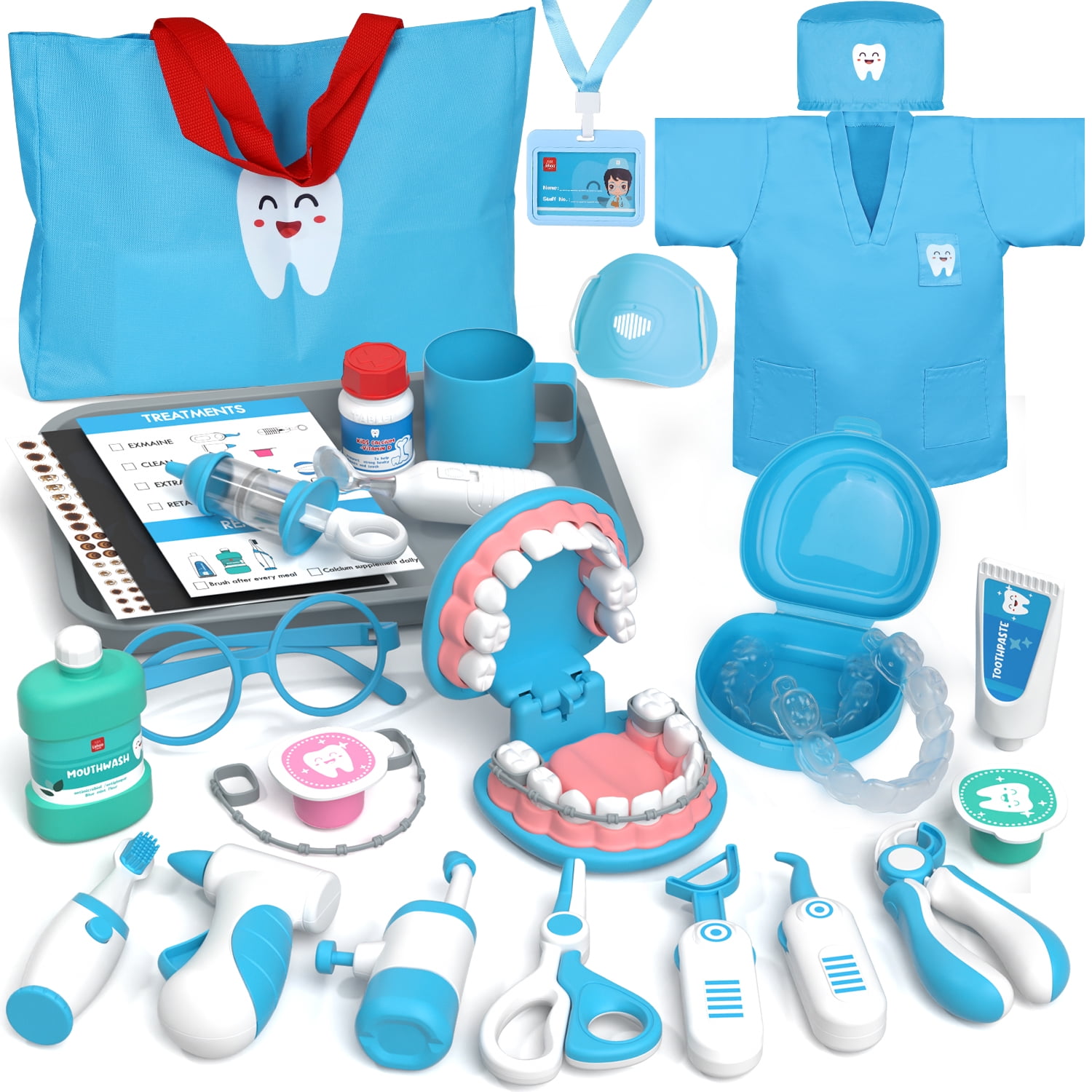 Doctor Kit for Kids, Doctor Playset, Pretend Doctor Kit Dentist Medical Kit with Electronic Stethoscope, Toys for 3-5, 2-4, 3 4 5 6 Year Old