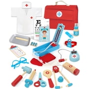 Doctor Kits for Kids, Doctor Pretend Play Set, Toddler Toys 3-5, Role Play Wooden Doctor Kit, Best Gift for Boys & Girls