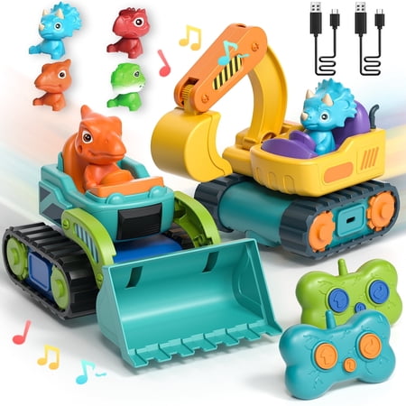 2 Pack - Remote Control Car for Toddlers, RC Cars for Toddler Toys 2-3, Toys Car for Ages 2 3 4 Years with Music, 2 3 5 Year Old Boy Toys