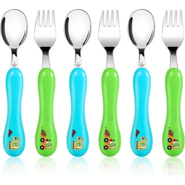 Toddler Fork and Spoon, 6pcs Toddler Utensils Kids Silverware (Excavator)