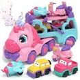 thumbnail image 1 of Toddler Girl Toys, 5-in-1 Toy Cars for Girls with Lights & Music, 2 Year Old Girl Toys, Unicorn Toys, Car Carrier Truck Toy, Toys for 1 2 3 Year Old Girls, 1 of 9