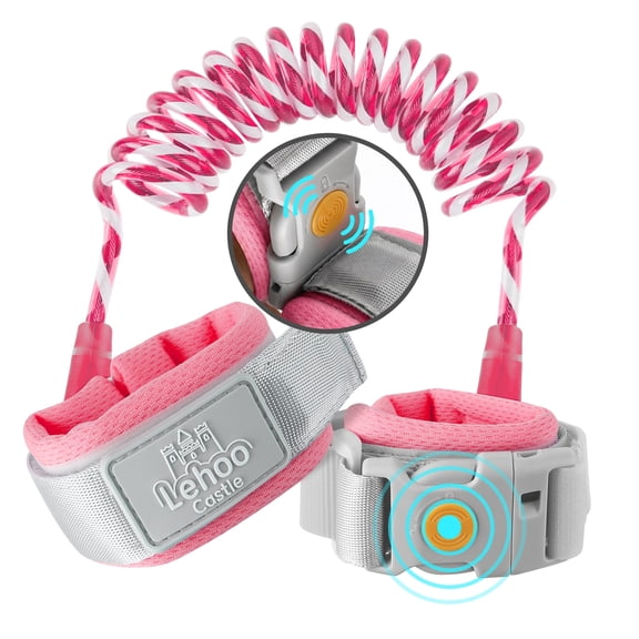 Toddler Leash, Upgraded Anti Lost Wrist Link, Kid Harness with Induction Lock (Pink)