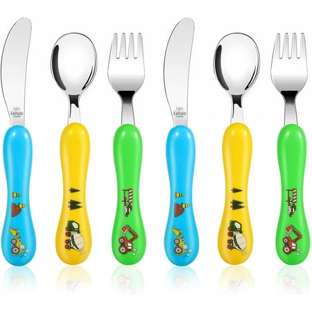 Lehoo Castle Toddler Utensils Set, 6PCS Toddler Silverware Spoon and Fork Knife Set, Children's Flatware Set