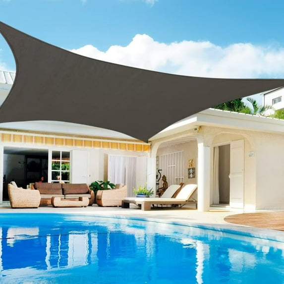 Lehood 185 GSM HDPE Rectangle Grey Sun Shade Sail - 95% UV Block, Breathable & Water-Permeable with 4 Ropes | Custom Sizes, Multi-Color for Garden, Patio, Pool Cover