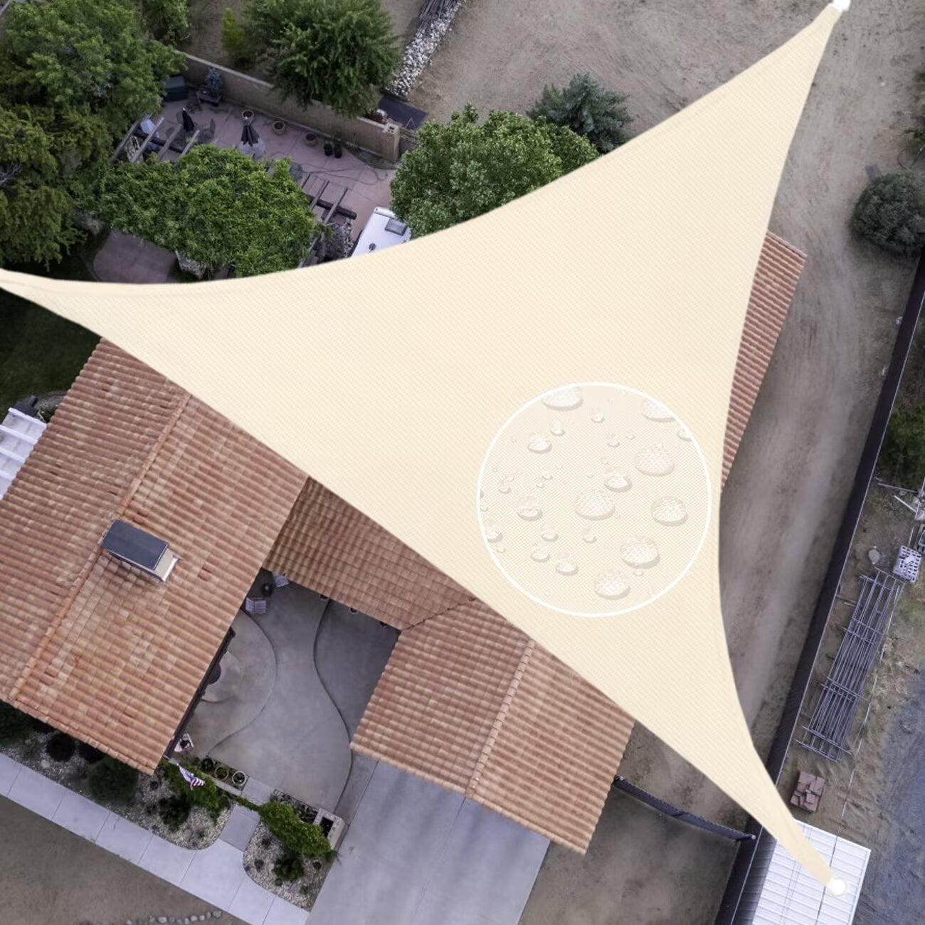 Lehood 300D Oxford Waterproof Triangle Beige Sun Shade Sail | UV ...