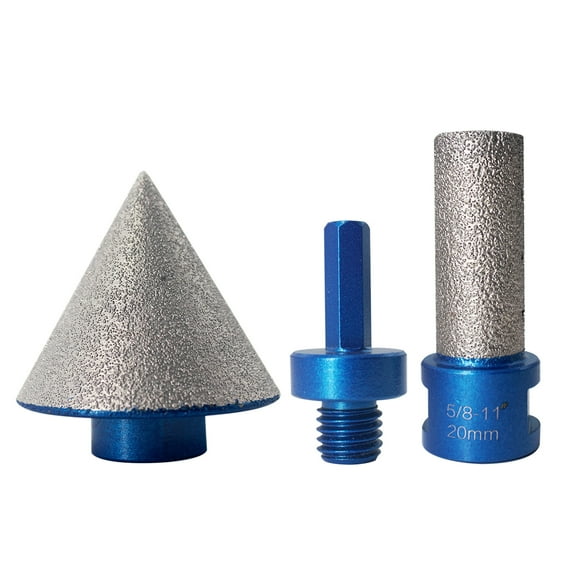 Lehood 3Pcs Diamond Hole Enlarging & Beveling Kit, 2-Inch Chamfer Bit & 4/5-Inch Finger Bit with 5/8-11 Thread, for Shaping Trimming Edges on Tile, Marble, Glass, Granite, Ceramic, Porcelain