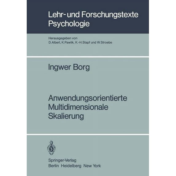 Lehr- Und Forschungstexte Psychologie Anwendungsorientierte Multidimensionale Skalierung, Book 1, (Paperback)