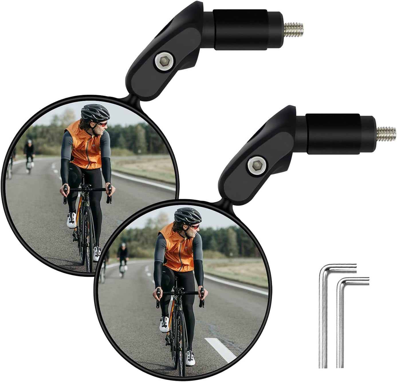 Lei Song Pcs Bike MirrorBar EndBike Mirror, 2 Pcs 360˚ Rotatable Bar
