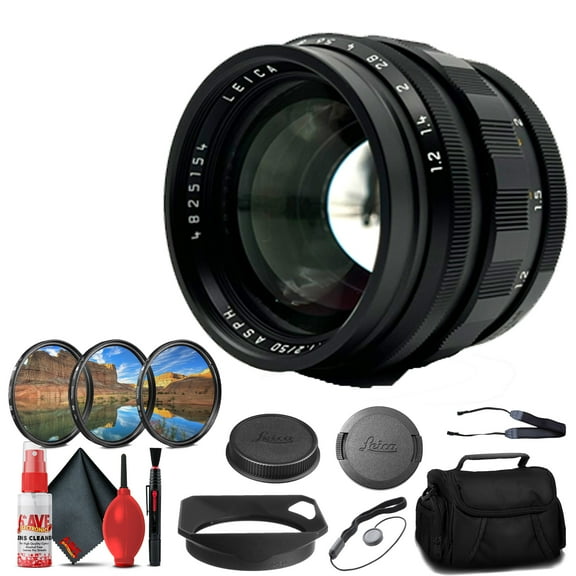 Leica 011-080 Vario-Elmar-T 18-56/f3.5-5.6 ASPH Large-Format Lens + Padded Medium Sized Case + 52mm 3-Piece Filter Kit
