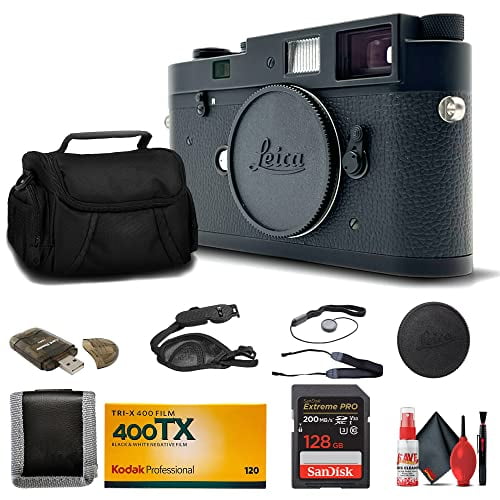 Leica 10370 LeicaM-A Typ 127 Rangefinder Camera (Black) + 128GB SD Card + Padded Case + Neck Strap + Memory Card Reader