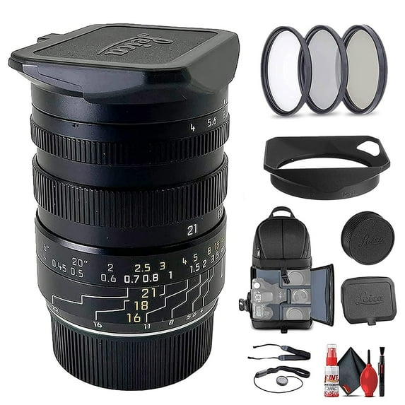 Leica 16-18-21mm F/4.0 M-Tri-Elmar Aspherical Manual Focus Lens (11626) + Padded Backpack + 67mm 3-Piece Filter Kit