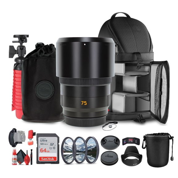 Leica APO-Summicron-SL 75mm f/2 ASPH. Lens + Sling Backpack + 64GB Memory Card + More
