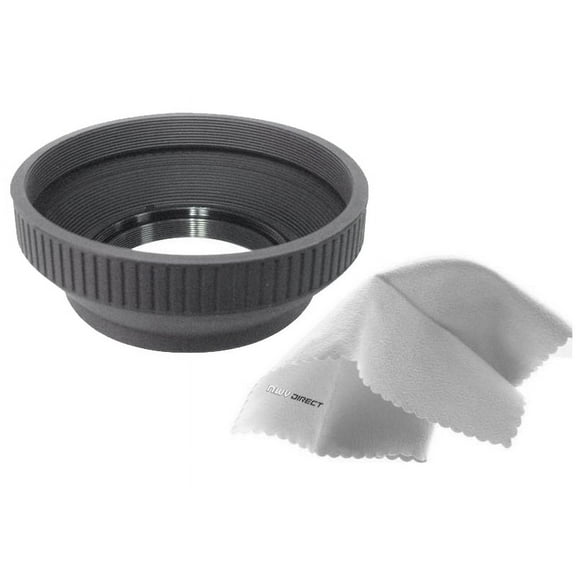 Leica D-LUX 6 Pro Digital Lens Hood (Collapsible Design) (37mm) + Lens Hood Ring Adapter + Nwv Direct Microfiber Cleaning Cloth.