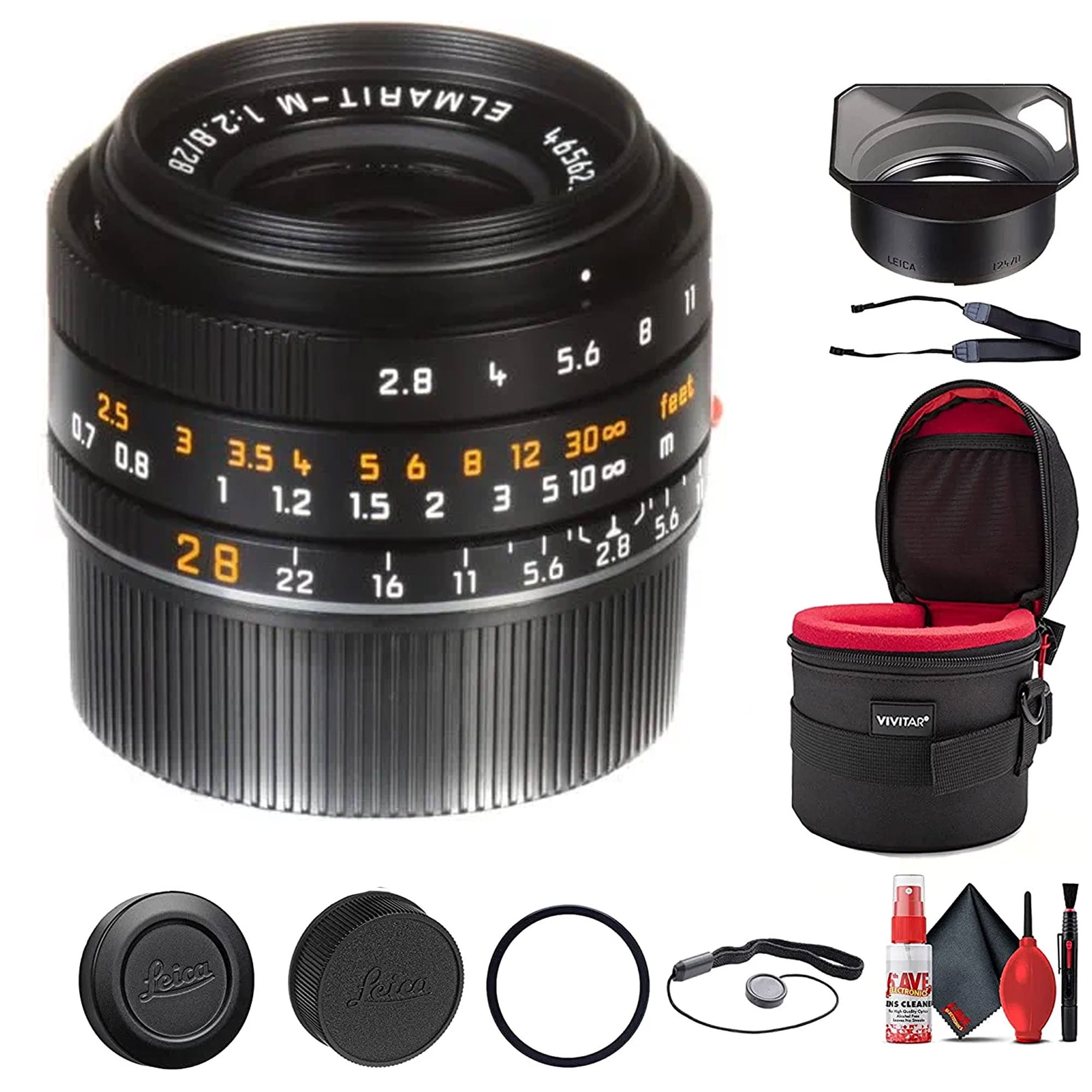 Leica ElmaritM 28mm f/2.8 ASPH Lens + 4.5" Padded Case + Memory Card