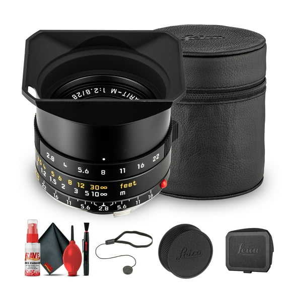 Leica Elmarit-M 28mm f/2.8 ASPH. Lens | Compact Wide-Angle Prime for M-Mount | Sharp, Lightweight Optics for Street & Travel Photography (11677) + Cleaning Kit + Cap Keeper