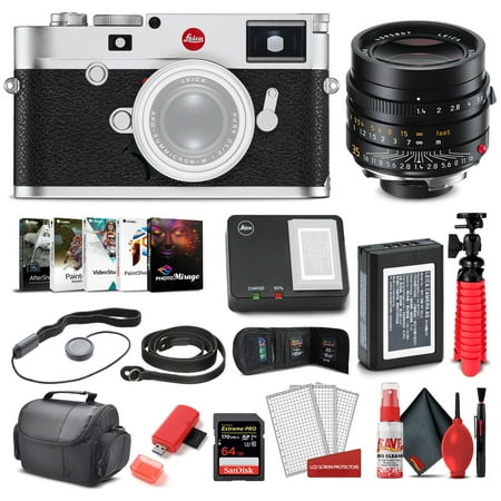 Leica M10 - R Digital Rangefinder Camera (Silver Chrome) (20003) + Leica 35mm Lens (11663) + 64GB Extreme Pro Card + Corel Photo Software + Card Reader + Case + Cleaning Set and More - Deluxe Bundle