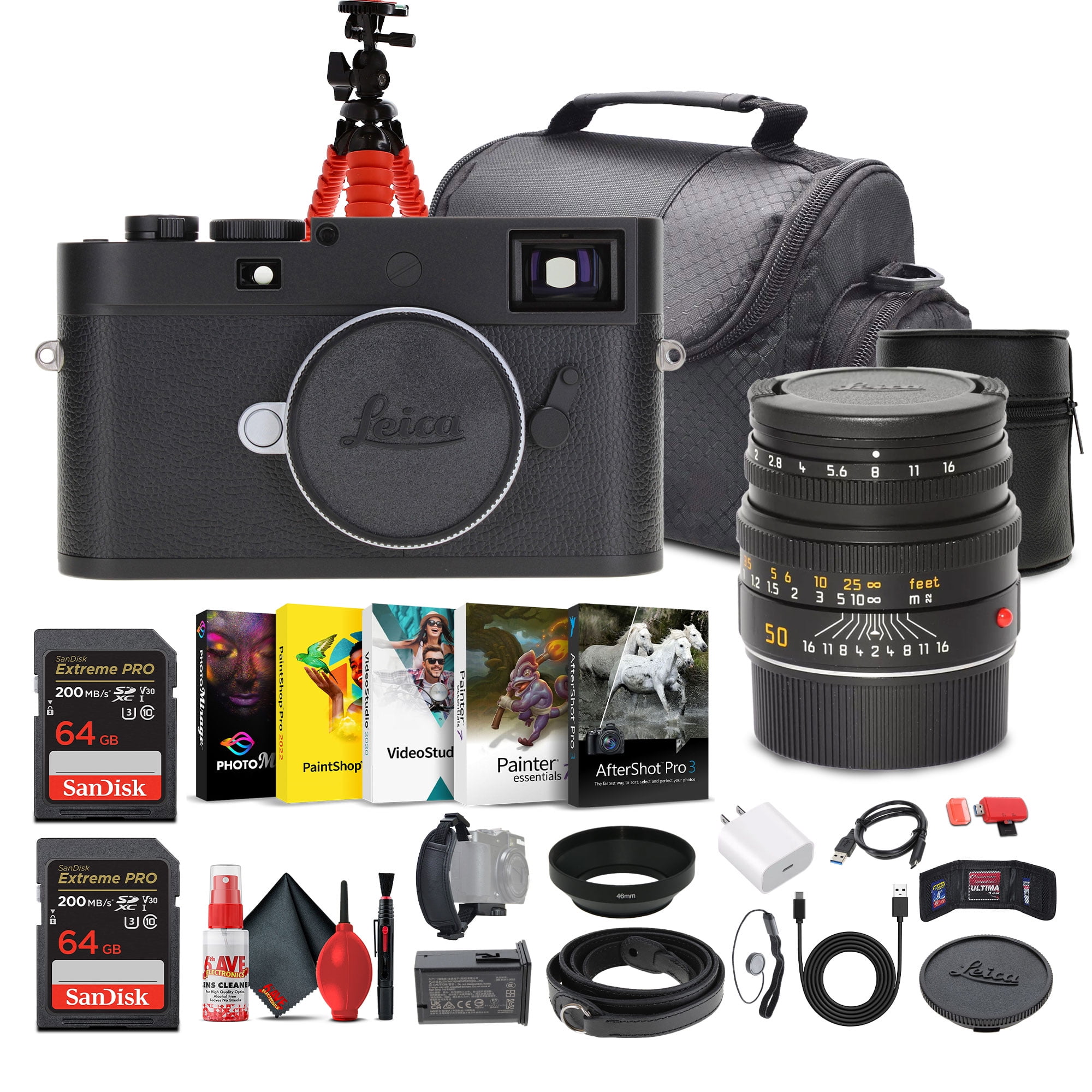 Leica M11-D Rangefinder Camera (Black) + Leica 50mm f/2 Lens + 64GB Memory Card + More
