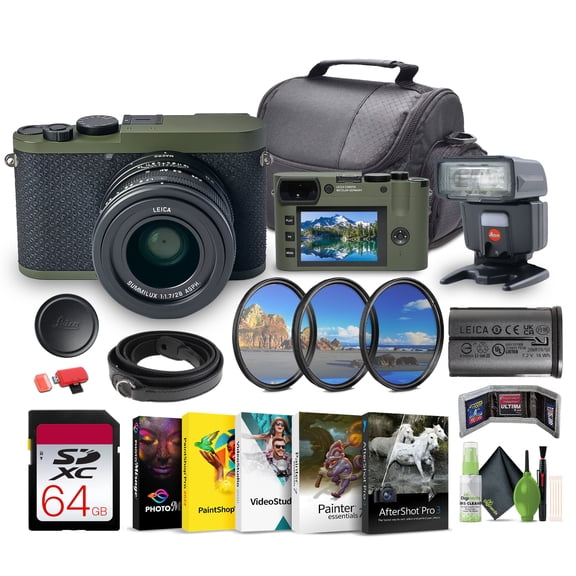 Leica Q2 Reporter Edition Digital Camera with leica flash memory card camera case + more