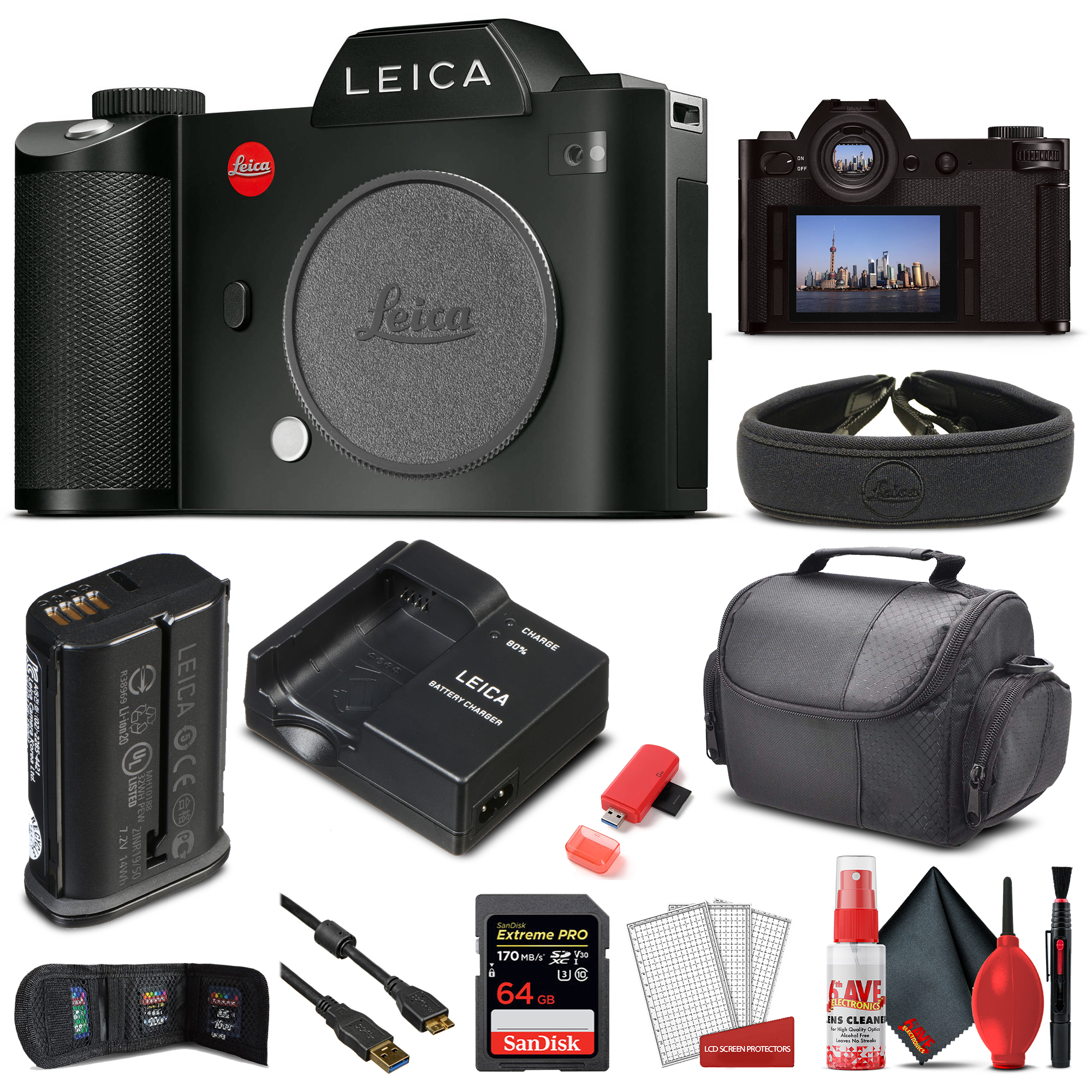 Leica SL (Typ 601) Mirrorless Digital Camera (10850) + 64GB Extreme Pro Card + Card Reader + Case +  Cleaning Set + Memory Wallet - Starter Bundle - image 1 of 5
