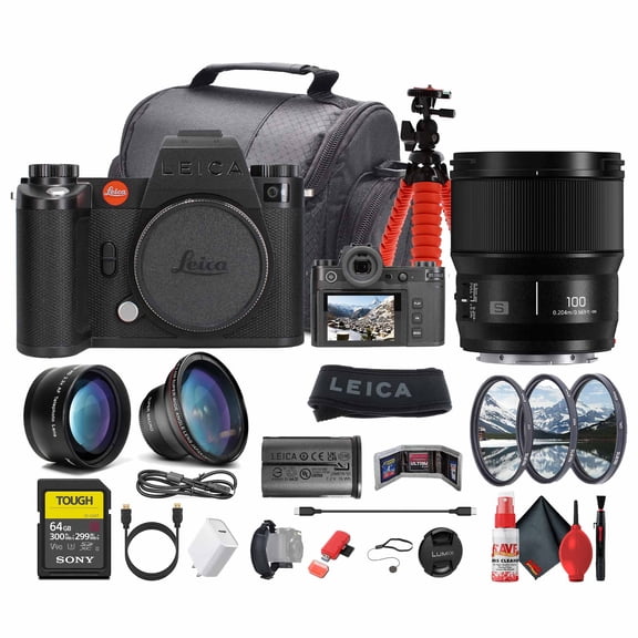 Leica SL3-S Mirrorless Digital Camera + Panasonic S 100mm Lens + 64GB Memory Card - Bundle