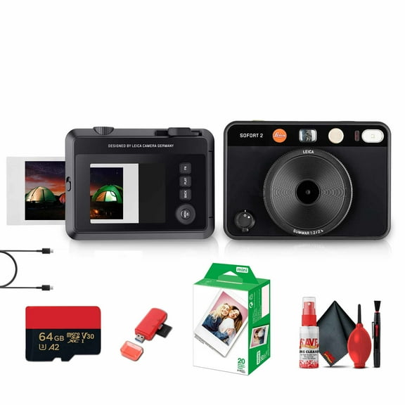 Leica SOFORT 2 Instant Camera  100 Years of Leica Limited Edition, Hybrid Digital & Instant Print, Premium Design + 64GB MicroSD Card + USB Card Reader + instant Film (2x 10 Pack) + More