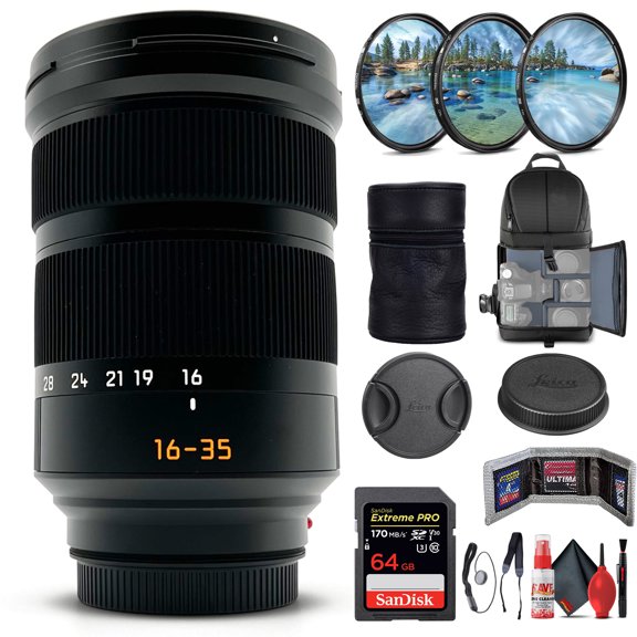Leica Super-Vario-Elmar-SL 16-35mm F/3.5-4.5 ASPH. 11177 + 64GB SD Card + Padded Backpack + 82mm Filter Kit