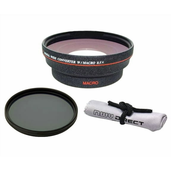 Leica V-LUX (Typ 114) HD (High Definition) 0.5x Wide Angle Lens With Macro + 82mm Circular Polarizing Filter + Nw Direct Micro Fiber Cleaning Cloth