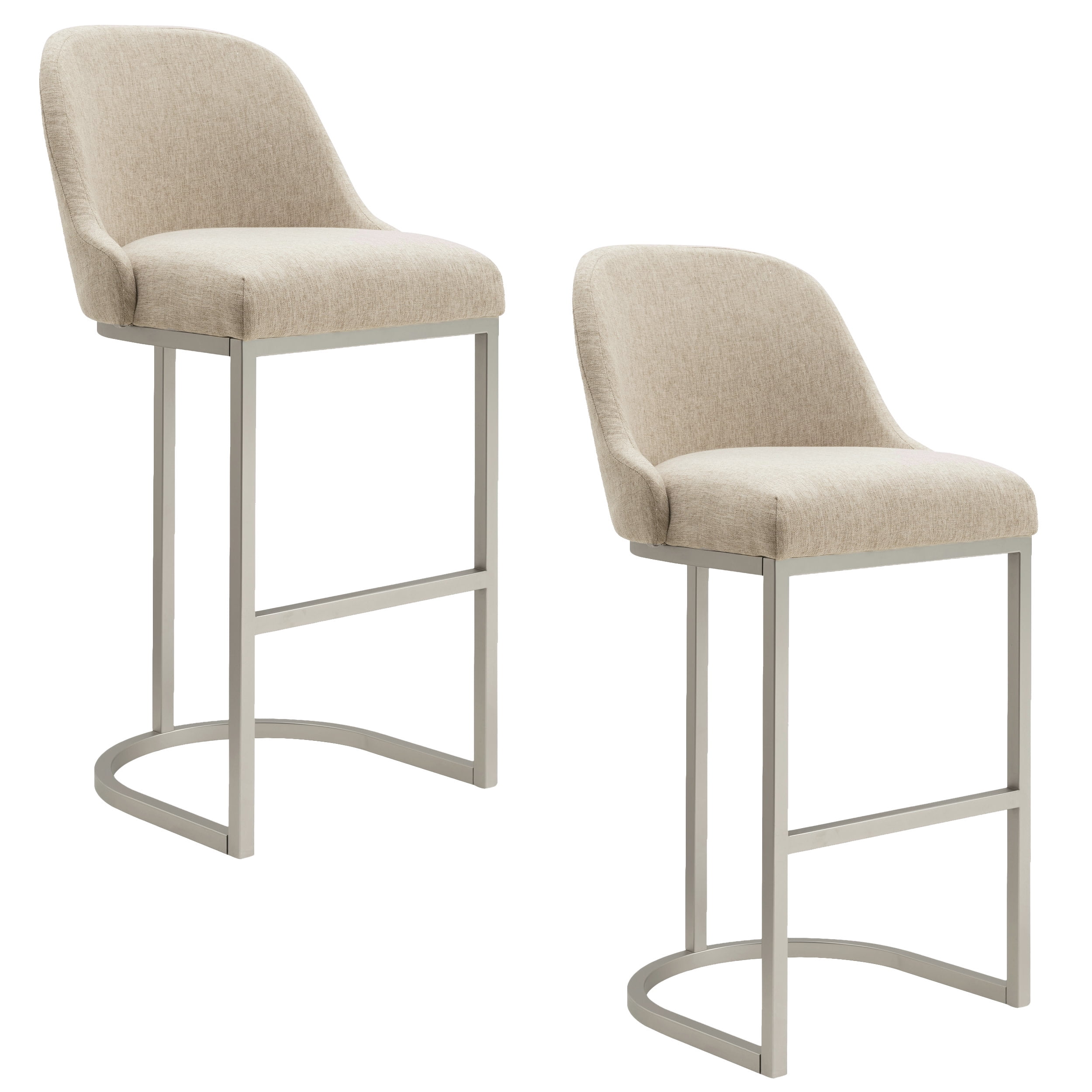 Leick Home Set of 2 Barrel Back Bar Stools with High Density Foam Seat