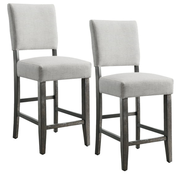 Leick Home Set of 2 Counter Bar Stools with High Density Foam Seating, Heather Gray and Black Bean Finish