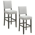 thumbnail interactive-video image 1 of Leick Home Upholstered Back Bar Height Stool with Wood Base, Set of 2, Blackbean and Heather Gray, 1 of 23