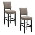 thumbnail image 1 of Leick Home 10087-Blkgl Upholstered Back Bar Stool, with Wood Base, Set of 2, for Elevated Kitchen Counters, High Top Tables, and Bars, Black and Gray Woven Fabric, 1 of 19