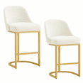 thumbnail image 1 of Leick Home Barrel Back Counter Stools with High Density Foam, White/Gold (Set of 2), 1 of 15