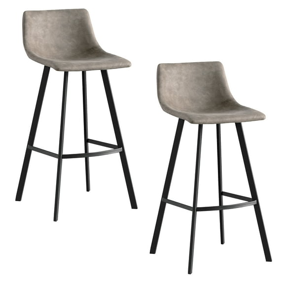 Leick Home 10137BL/GR Upholstered Steel Base Microfiber Bar Stool, Set of 2, for Elevated Kitchen Counters, High Top Tables, and Bars, Dapple Gray and Matte Black