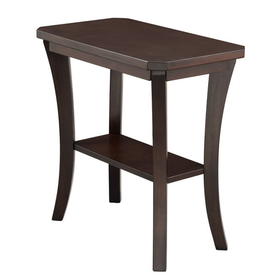Leick Home Boa Solid Wood Narrow End Table with Shelf, Chocolate Oak