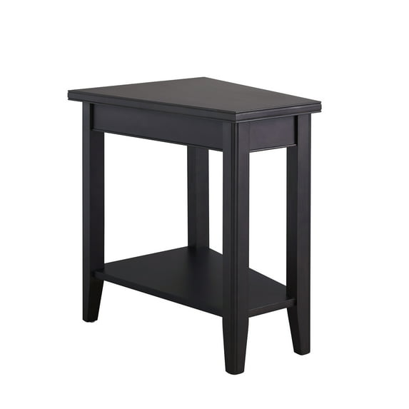 Leick Home Solid Wood Laurent Recliner Wedge End Table with Shelf, Black