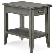 Leick Home 1-Drawer Solid Wood Laurent Side Table with Shelf, Smoke Gray Wash